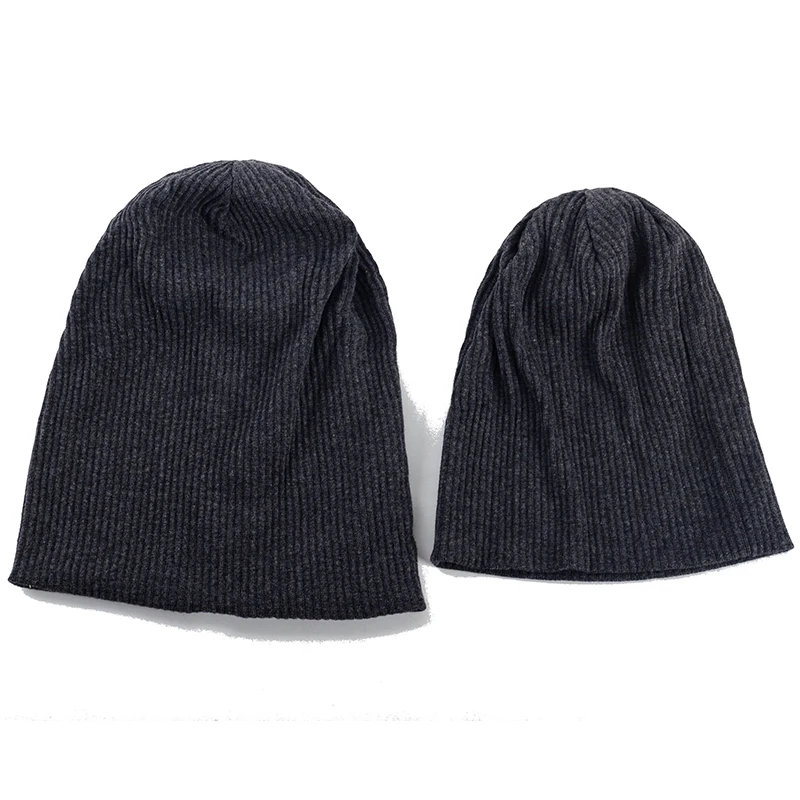 

Geebro Adult Cotton Ribbed Knitted Hat Plain Color Beanie Caps Kids Child Baggy Skullies&Beanies Unisex Warm Thicken Bonnets