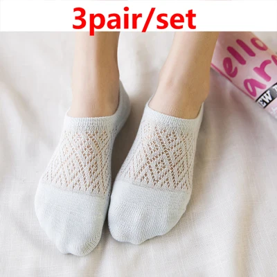 3pair Blue 3 пары женских коротких носков всесезонные дышащие Нескользящие невидимые носки неглубокие сетчатые носки женские хлопковые носки весна-осень - Цвет: 3pair Blue