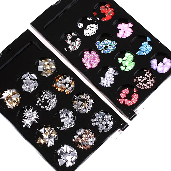 

4 Box Nail Flower Star Glitter Stickers Nail Art Decorations Tips Multi-color 3D Flower Slice Decor Manicure Nail Art Decoration