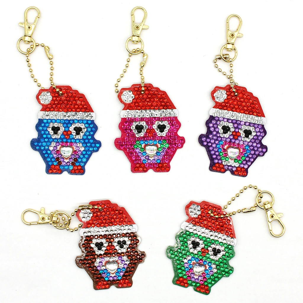 

5pcs Snowman DIY Full Drill Special Shaped Diamond Painting Keychain Embroidery Christmas Gift Woman Girl Jewelry Keyring