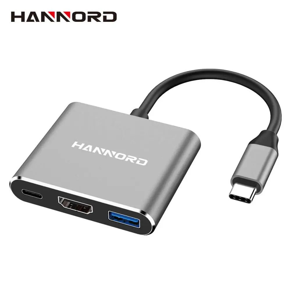 

Hannord USB Type C 3.1 to HDMI Adapter 3 in 1 USB C Hub to USB 3.0/PD Fast Charge/HDMI type C Hub Converter Adapter For MacBook