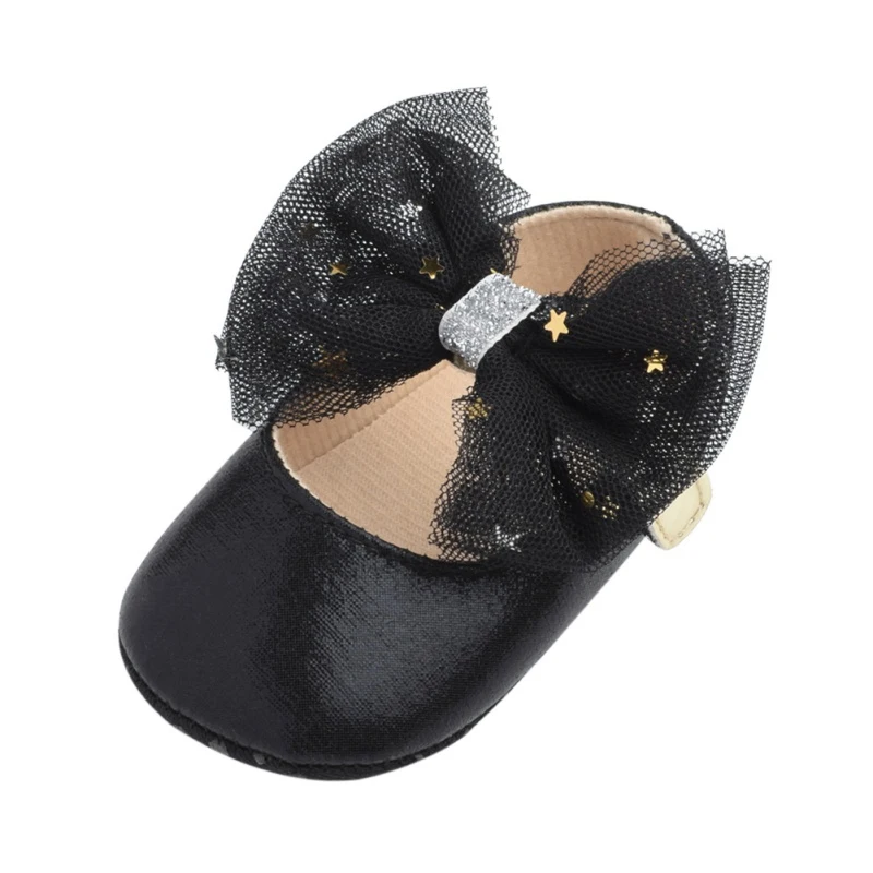 Для новорожденных, для маленьких девочек Bling из искусственной кожи обувь детские мокасины; первые шаги в виде короны, банта на мягкой подошве нескользящая обувь для колыбельки - Цвет: B
