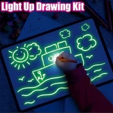 Рисование с светильник Забавный блокнот для письма развивающая игрушка Рисование доска для рисования для детей JLRL88