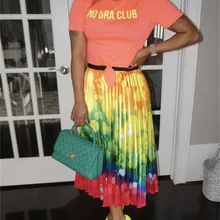 VAZN Лето Новая женская Повседневная модная эластичная Удобная разноцветная плиссированная юбка длиной до щиколотки YC1778