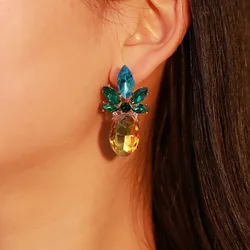 Fashion Creative Pineapple Earrings, Shiny and Generous Rhinestones, Crystal Pineapple Earrings, Personalized Fruit Earrings