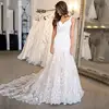 Lace Applique V-neck Suspender Fishtail Long Skirt Wedding Dress Bridal Gown Sexy Sleeveless Dress Can Be Customized Color 1