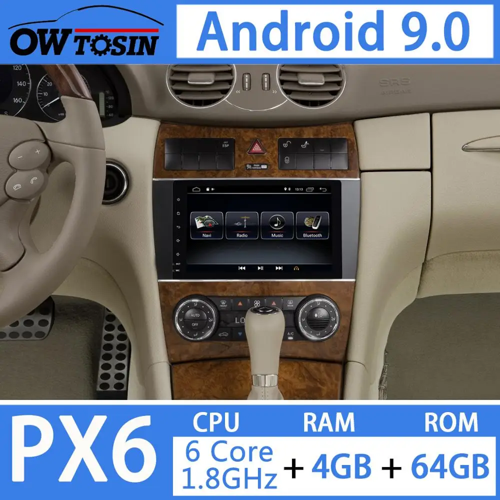 Excellent 8" Android 9.0 PX6 4+64G Car Multimedia Player For Mercedes Benz C CLC Class W203 W209 C220 C230 C240 C250 C270 C280 Radio GPS 1