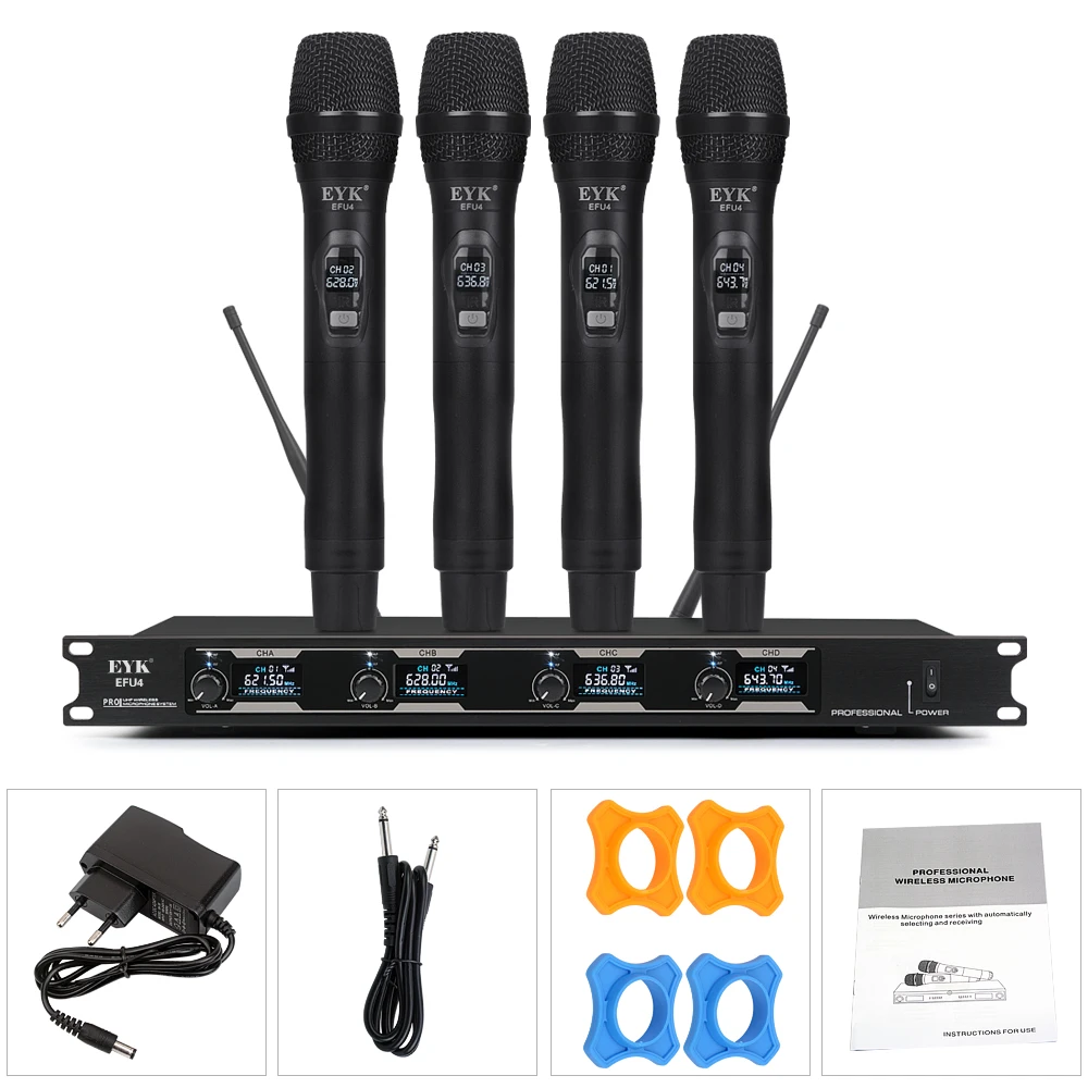 EYK EFU4 4 Channels UHF Wireless Microphone System