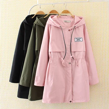 

Fashion 2019 New Spring Autumn Windbreaker Women Plus Size 6XL Clothes Female Loose Hooded Winter Long Trench Coat Outerwear