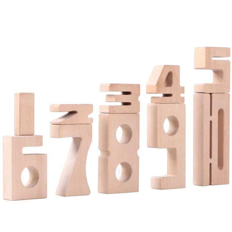 

1-10 Unpaint Wooden Math Digital Toys Building Blocks Baby Wood Balance Model Jenga Educational Montessori Puzzle Toy for Kids