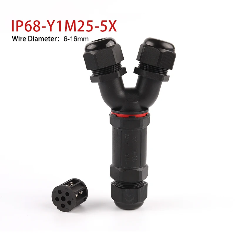 IP68 Waterproof Connector Y type 5 Pin Electrical Adapter Wire Screw connector LED Light Outdoor Connection | Обустройство дома