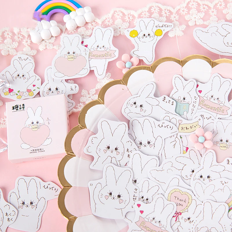 Мохамм 45 листов Kawaii мультфильм милый белый кролик Васи Маскировочная наклейка Скрапбукинг Девушка школьные принадлежности канцелярские принадлежности