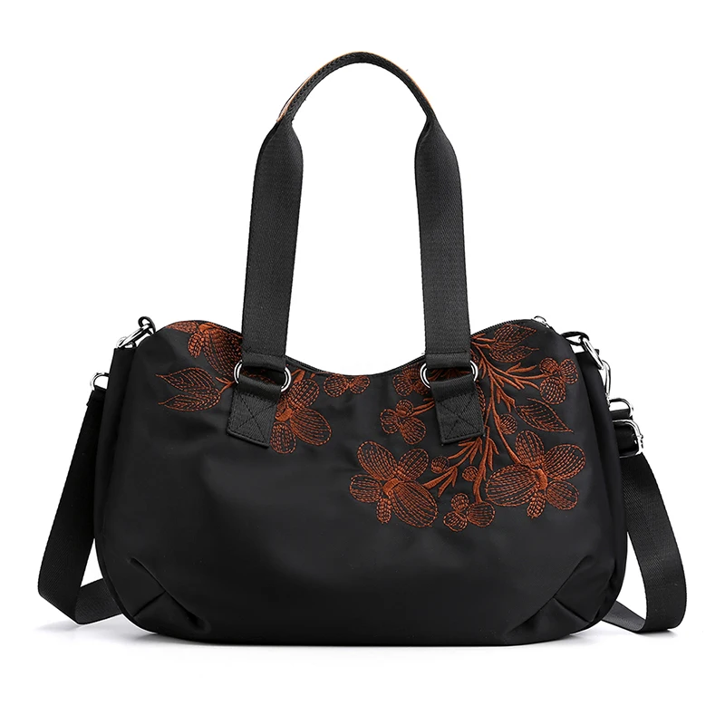 New Embroidery Women's Handbags Female Shoulder bags Messenger Bags Nylon Ladies Crossbody bag Designer Totes Bolsas Femininas - Цвет: Черный