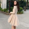 Autumn Winter French Style Elegant Glitter Mesh Patchwork Ruffle Sweater Dress Women Kawaii Short Knitted Dresses Long Sleeve ► Photo 1/6