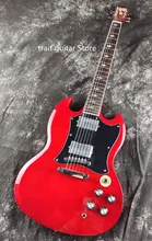 Guitare SG avec incrustation éclair, touche en bois de rose, rouge rose, disponible en stock, livraison gratuite 