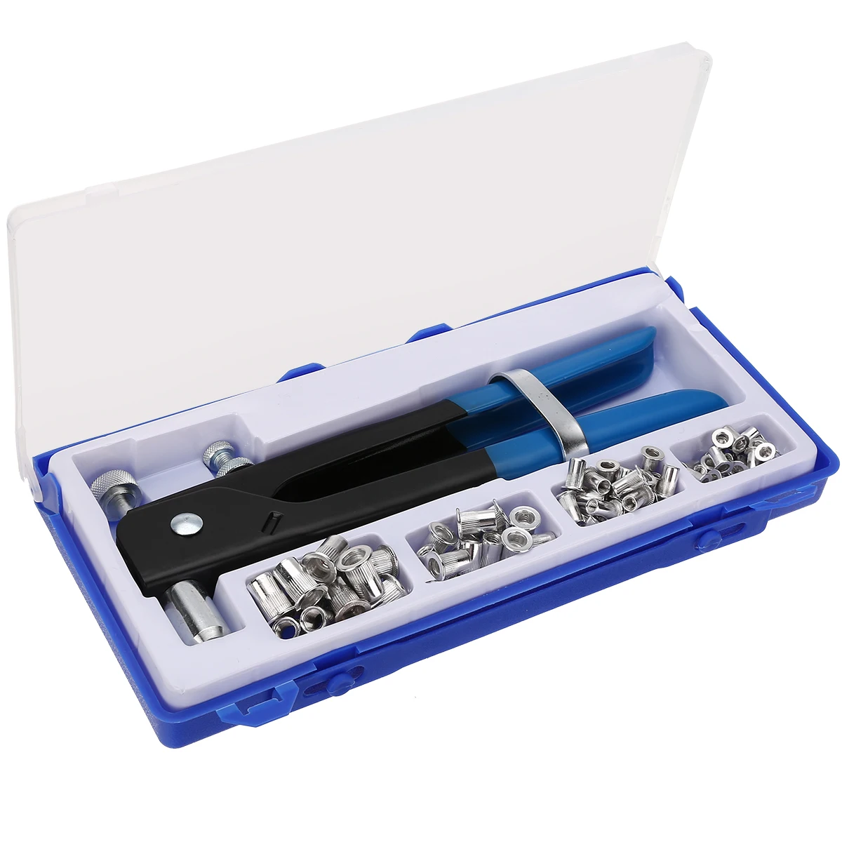 

106pcs/set M3-M8 Blind Hand Rivet Nuts Threaded Insert Rivet Tool Riveter Gun with Rivnut Nutsert Kit Household Repair Tool