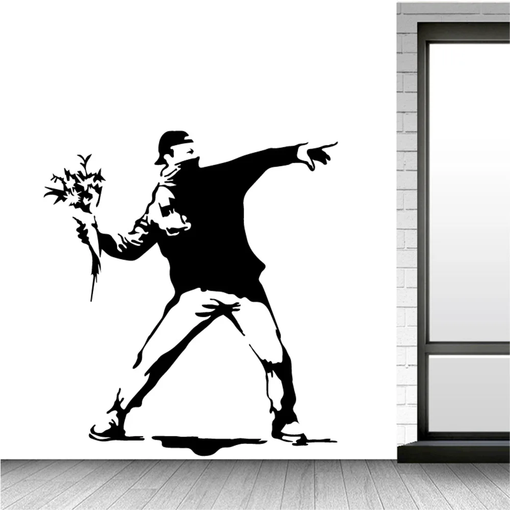 

Художественные настенные стикеры Rage Flower Thrower, съемные виниловые настенные наклейки, домашний декор для гостиной, спальни, изголовья кровати Z003