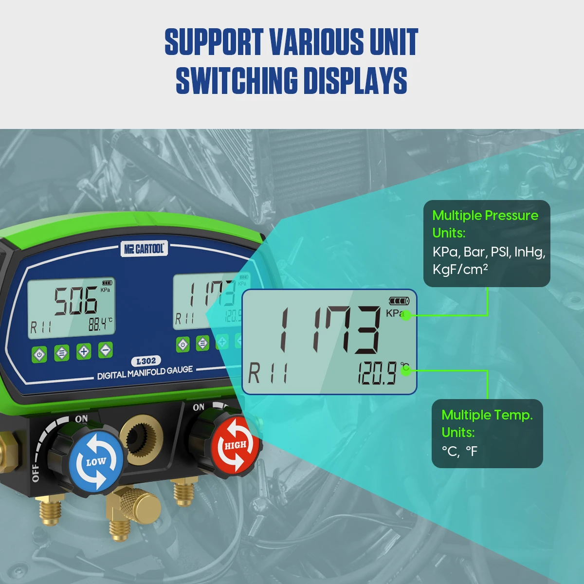 support various unit switching displays