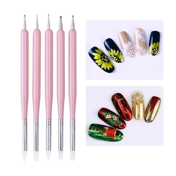 

Nail Art Dotting Pen Rhinestone Crystal 2 Way UV Gel Painting Manicure Tool Drawing Liner Flower Brush Decoration