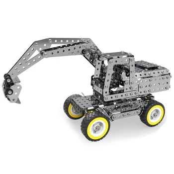 

642Pcs Assembling Excavator Toy Set Kit Assembled Building Block Kit Toys 3D Self-Assembly Metal Model Kit Gift for Children and