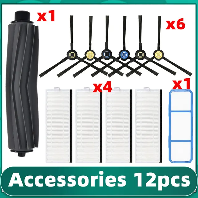 iLife A7 A9S V8 V8s X750 X800 X785 V80 L100 Silvercrest SSR1 SSRA1 Rubber Main Side Brush Hepa Filter Replacement Parts Set O