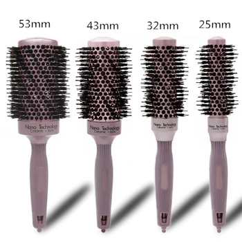 

Nano Ionic Boar Bristle Hair Brush Salon Comb Barrel Blow Dry Hair Round Brush In 4 Sizes Pro Salon Styling Tools G0111