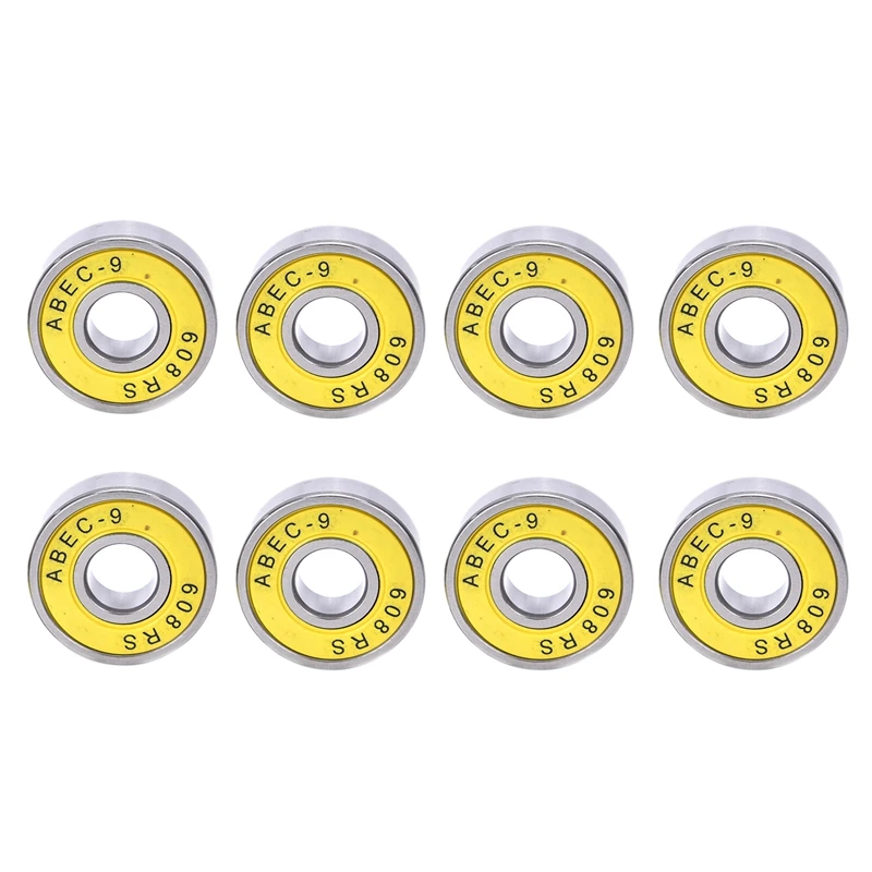 

8Pcs ABEC-9 608-RS Skateboard Longboard Bearings Inline Skate Bearings Roller Skate Bearings