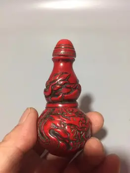

Chinese Handmade Red Coral Small Bottle Zodiac Dragon Snuff Bottle Animal Statue Wealth Gift Decoration