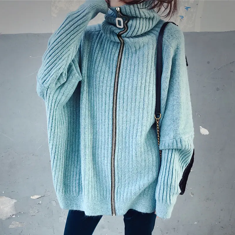 ^*Best Offers spring/autumn women sweaters computer knitted loose sweates cardigans women high elastic clothing high-neck eourpean sweaters