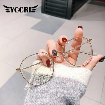 

YCCRI 2020 Women Men Fashion Round Myopia Glasses Oversized Eyeglasses Frames Students Metal Diopters Reading Glasses-1.0 to-6.0