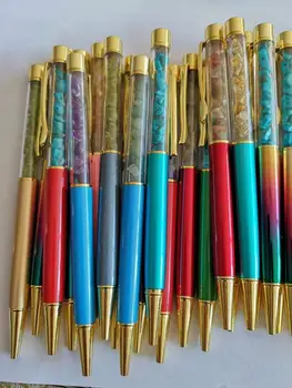 

10Pcs Kawaii Colorful Pens with Stone Grain inside Ballpen Gift Ballpoint Pens School Supplies Boligrafos Material P0311