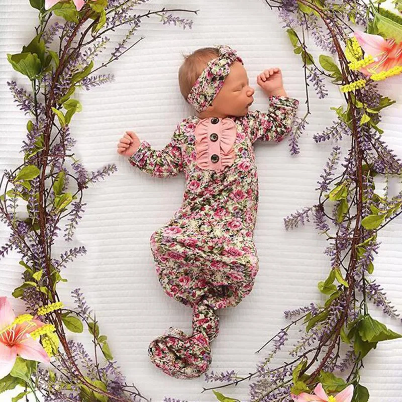 

Baby Clothes Baby Sleeping Bag+Headband Infant Soft Sleep Bag Wrap Baby Boy Girl Swaddle Solid Sleeping Bag 2Pcs