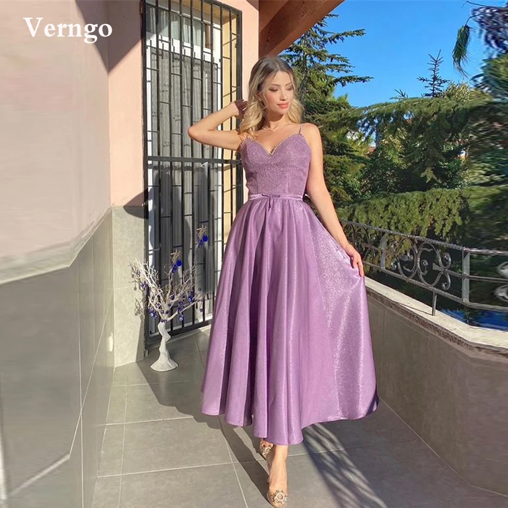 Verngo Vestidos Elegantes de lavanda, línea graduación, con tirantes finos, Corazón, hasta el tobillo, fiesta de noche, ocasión, 2021|Vestidos de graduación| - AliExpress