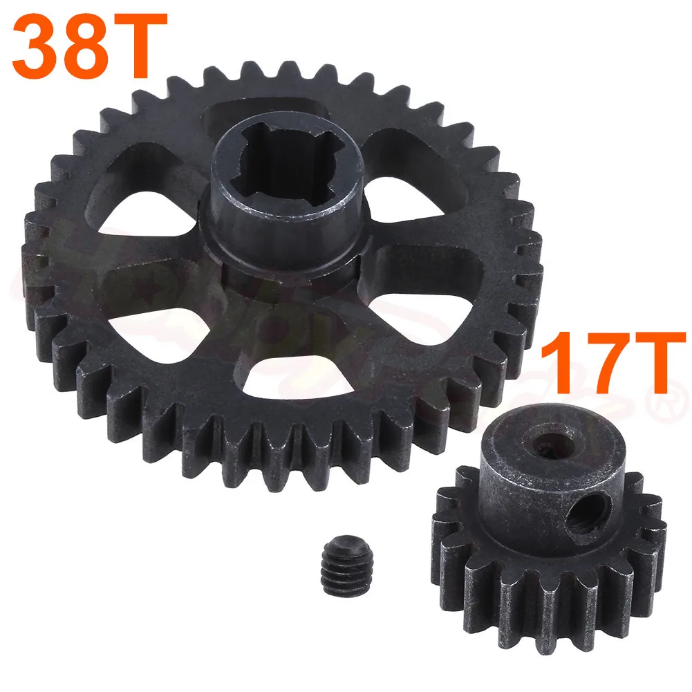 2 шт. металлическая Шестерня WLtoys A959 Steel Diff шестерня 38T и мотор 17T для 1/18