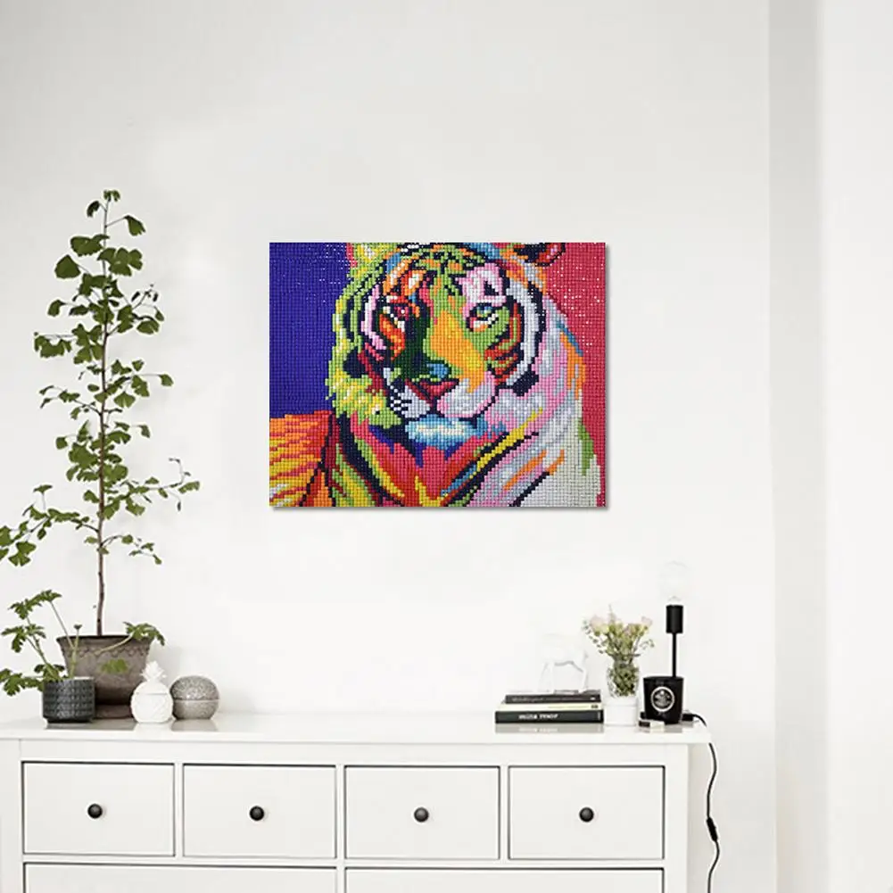 

30x25cm Tiger Cross Stitch Craft DIY Mosaic Full Square Diamond Painting Decor