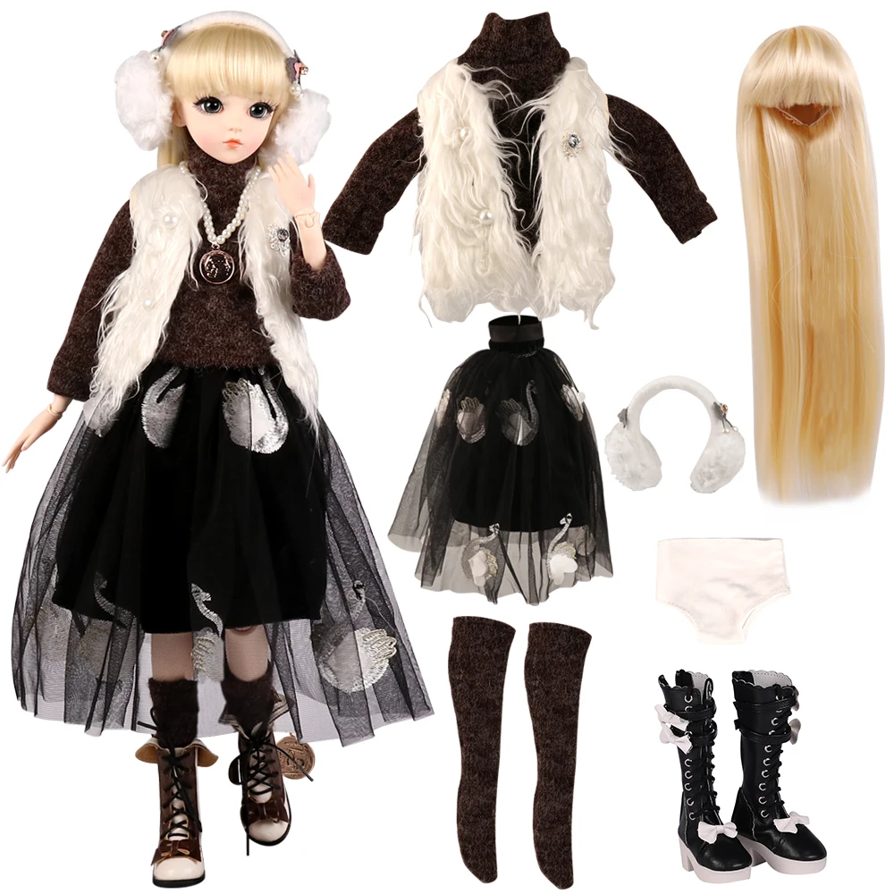 UCanaan 1/3 BJD Doll Accessories Outfits Fashion Clothes Set Wig Shoes For 60CM Dolls Girls DIY Dress UP Toys Accessories 2