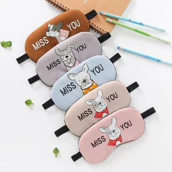 

XEONGKVI Korean Cute Cartoon Dog Letter MISS Cotton Sleep Shading Eye Mask Apply Ice Eliminate Eye Fatigue Women Men Eye Mask