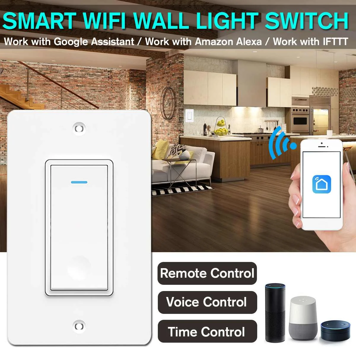 

NEW WiFi Smart Wall Light Switch Dimmer Mobile APP Remote Control Works with Amazon Alexa Google Home IFTTT