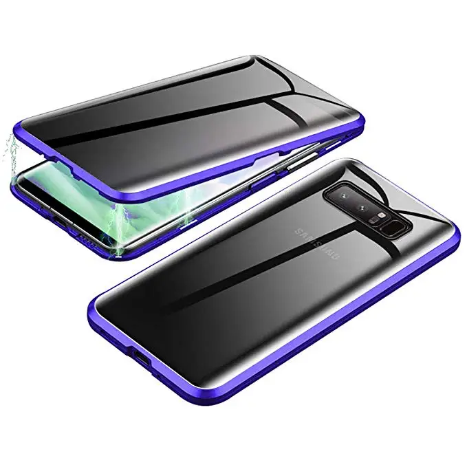 Магнитный чехол из закаленного стекла для samsung Galaxy S10 S10e S9 S8 Plus Note 10 Pro A50 A70, магнитный металлический бампер - Цвет: Blue