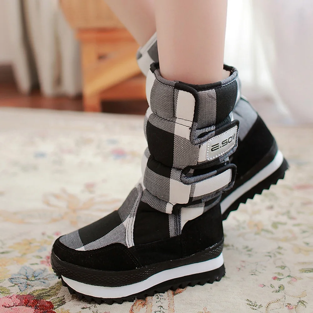 E.SOV winter non-slip short boots warm flat cotton boots snow boots snow shoes mid boots women