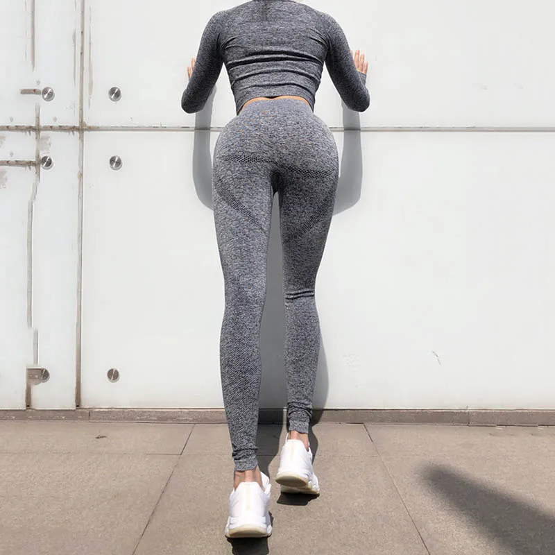 Kaminsky новые женские Фитнес Бесшовные костюмы укороченный топ топы леггинсы брюки комплект из 2 предметов летние модные женские сексуальные тренировки костюм