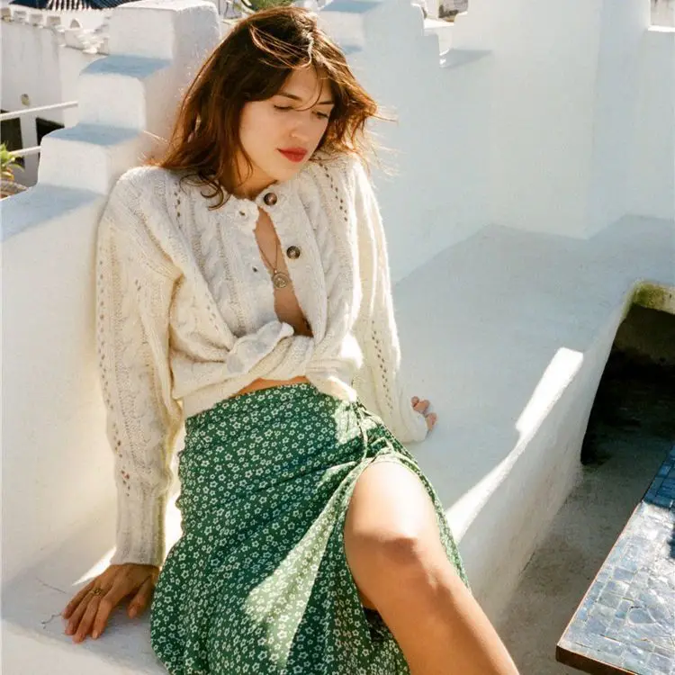 

2019 Ins Super Fre Blogger With Rouje French Retro Chic Lazy Wind Twist Sweater Knit Cardigan Coat Female Autumn