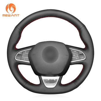 

MEWANT Black Artificial Leather Car Steering Wheel Cover for Renault Megane 4 Grand Scenic Kadjar Koleos Talisman Espace