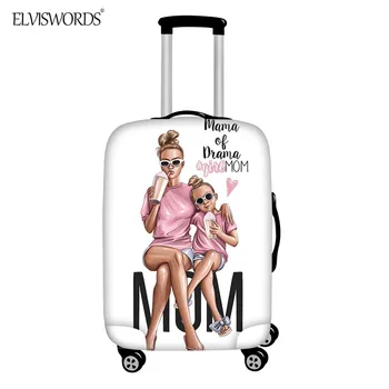 

ELVISWORDS Mom Baby Printing Travel Trolley Case Covers For 18-32 Inch Elastic Zipper Dustproof Luggage Cover