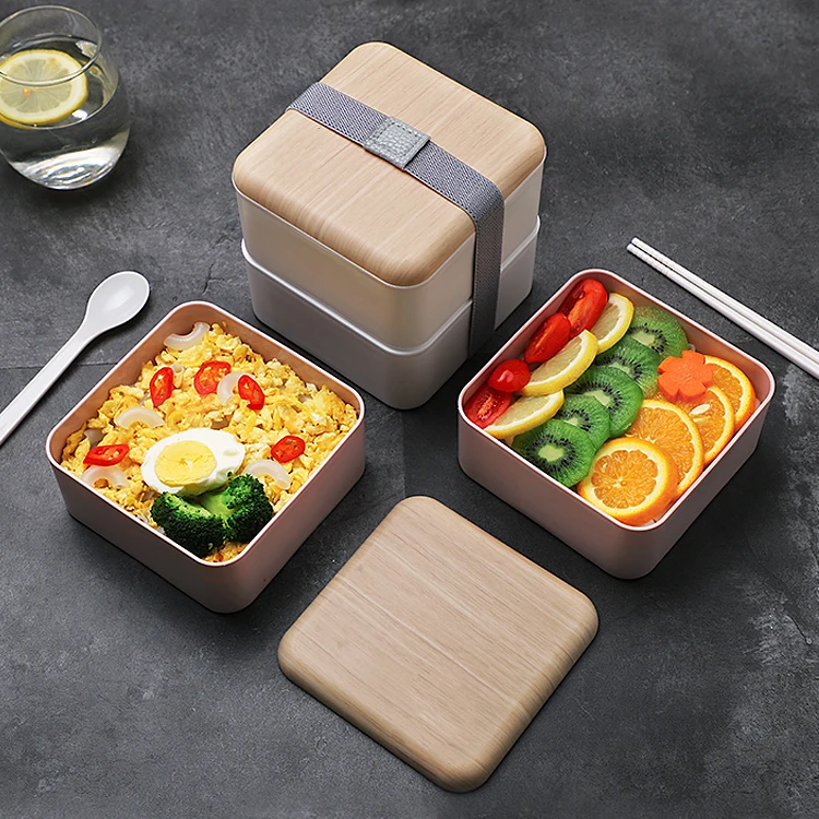 2 слоя Bento коробки для взрослых Bento Ланч-бокс для детей детский с ложкой палочка для еды сумка Пояс офисная походная коробка для еды