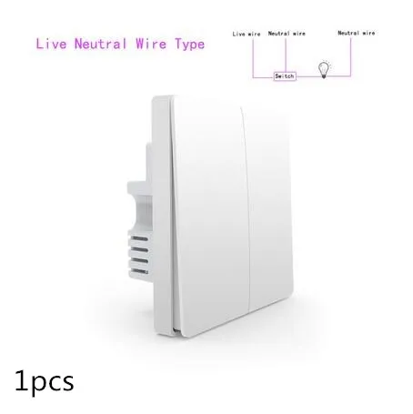 Double Key 1pcs Беспроводной умный переключатель Aqara ZiGBee, настенный светильник с нейтральным проводом, управляемый пожарным проводом, с нулевой линией, двойной одноклавишный переключатель - Цвет: Double Key 1pcs