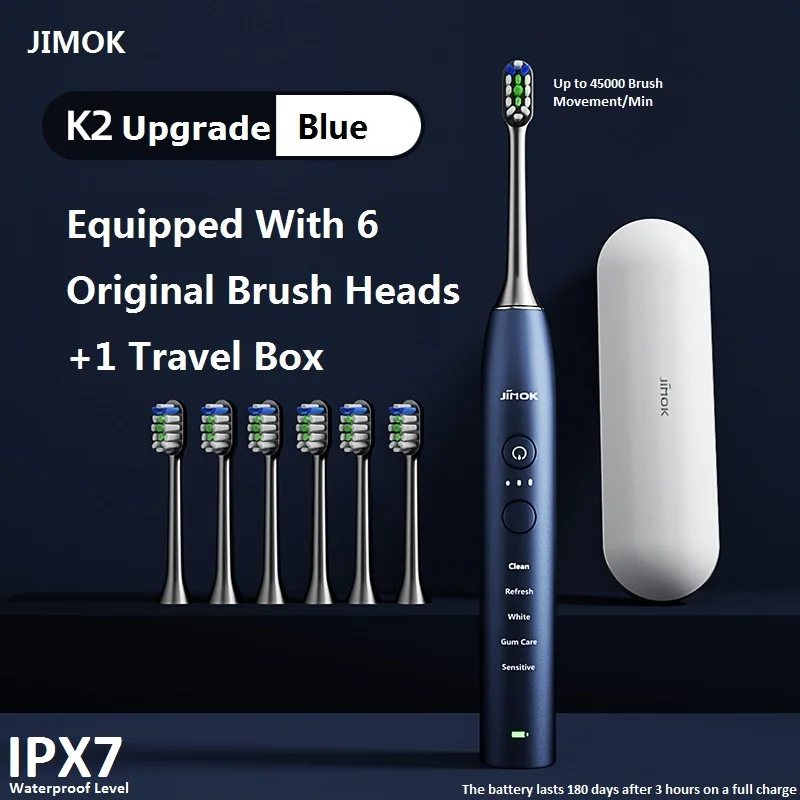 Cepillo de dientes eléctrico sónico JIMOK K2-6, cepillo de dientes ultrasónico, cepillo recargable, limpiador de dientes, cepillo de dientes eléctrico para adultos