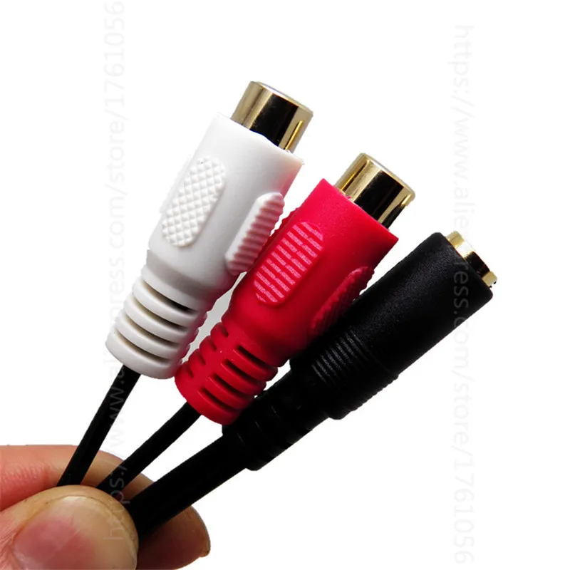 3,5 mm Jack (m) naar 2x RCA (v) audio adapterkabel - 20 cm - Zwart
