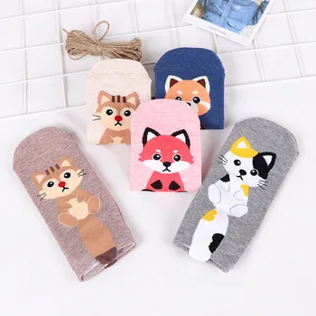 

Colorful Sock for Woman Short Adult Kawaii Ladies Soft Sox Cartoon Fox Socks Cotton Spring Summer Cute Female Trendy Calcetines