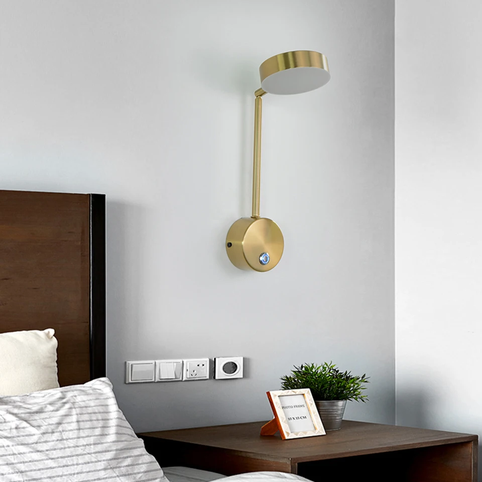Modern and simple LED indoor lighting wall lamp 9W touch stepless dimming home bedroom bedside mirror adjustable wall lamp